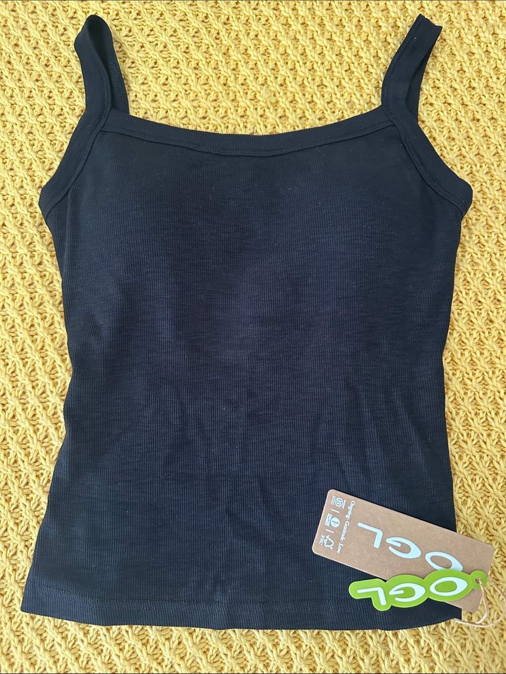 OGL Black Ribbed Brami Tank Top with removable pads